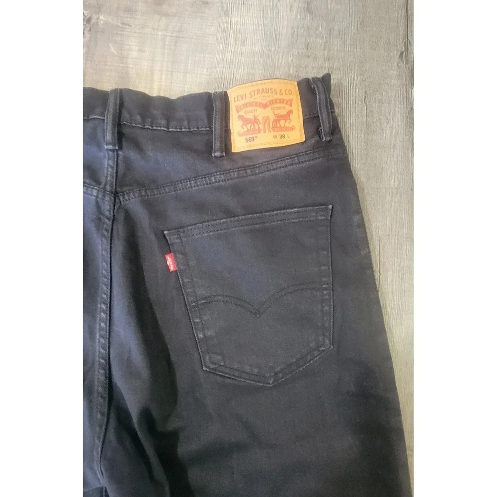 Levis 569 Shorts Mens 38 Black Denim  Loose Fit Long 11